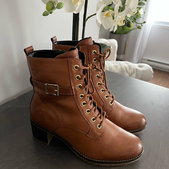 Remonte Shoes - Remonte Brown Lace-Up Leather Ankle Boots